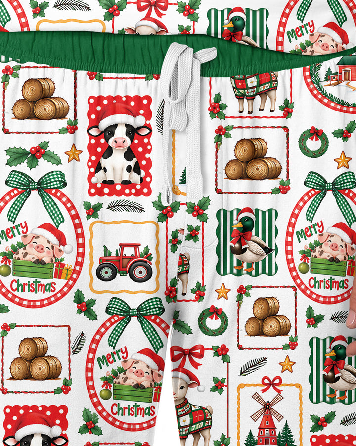 Christmas Farm Animals Bamboo Men's Pajama Set