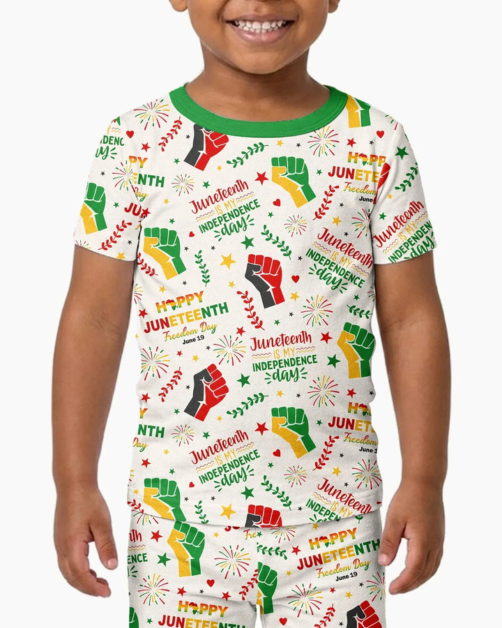Happy Juneteenth Freedom Day Bamboo Two Piece Short Sleeve Pajama Set