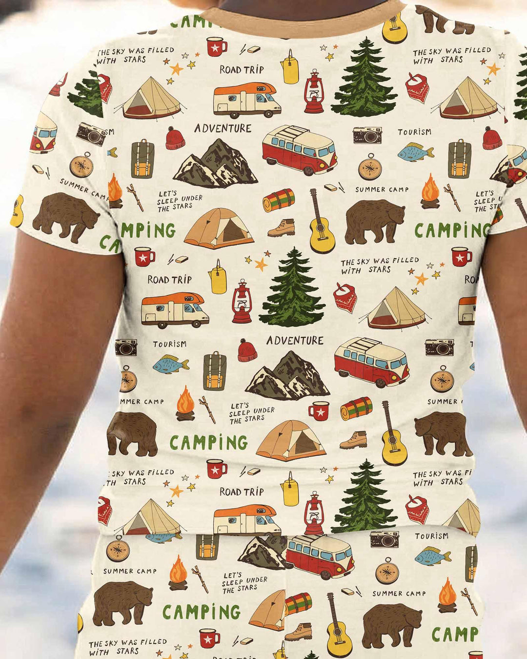 Template Zweiteiliges Pyjama-Set mit kurzen Ärmeln und Shorts