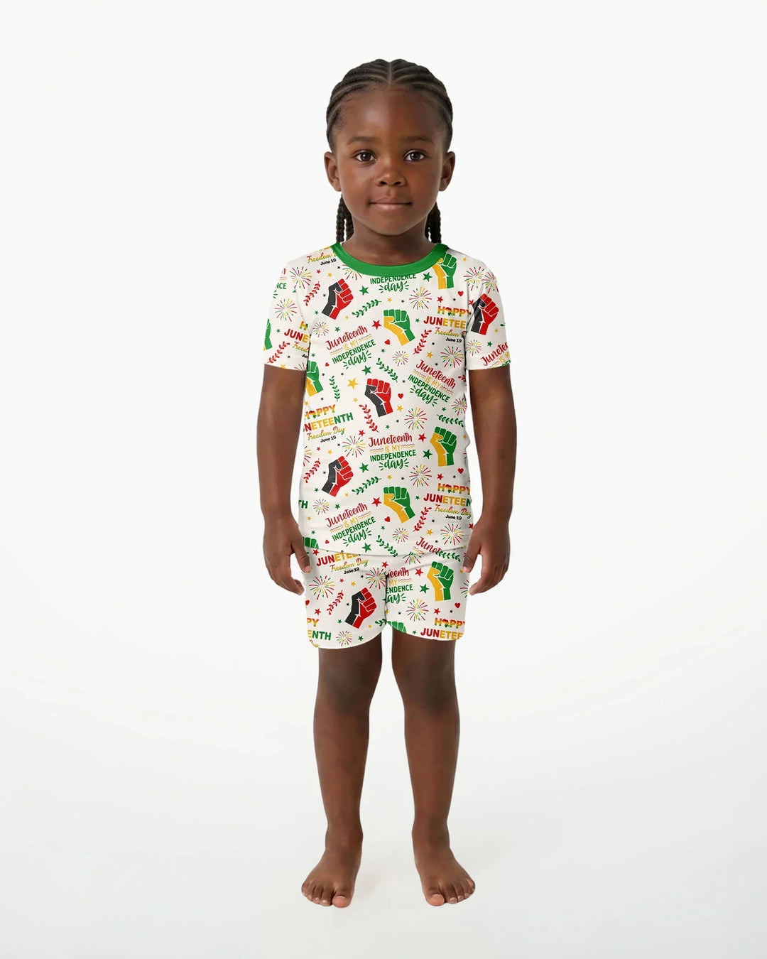 Happy Juneteenth Freedom Day Bamboo Two Piece Short Sleeve Shorts Pajama Set