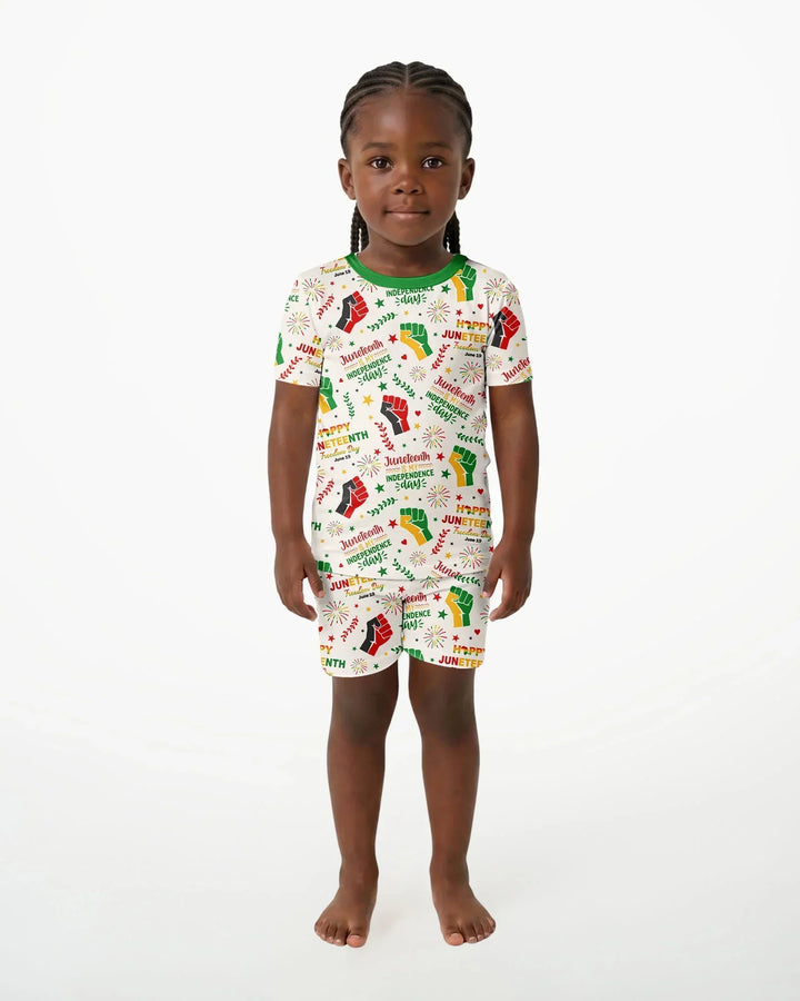 Happy Juneteenth Freedom Day Bamboo Two Piece Short Sleeve Shorts Pajama Set
