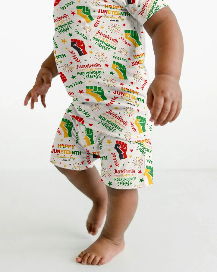 Happy Juneteenth Freedom Day Bamboo Two Piece Short Sleeve Shorts Pajama Set