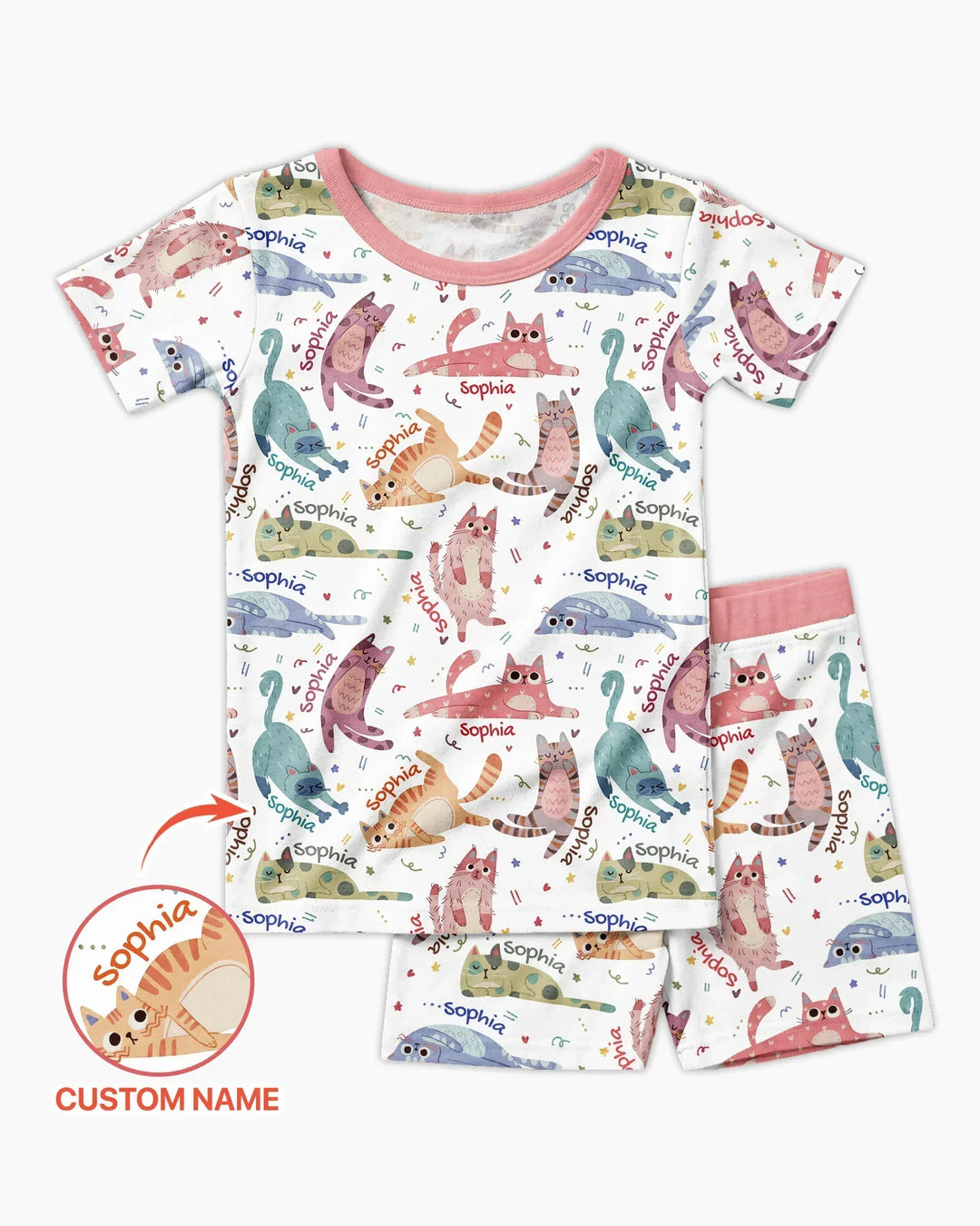 Zweiteiliges Pyjama-Set mit kurzen Ärmeln und Shorts im Sommer-Design