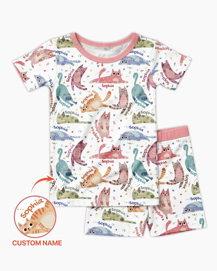 Zweiteiliges Pyjama-Set mit kurzen Ärmeln und Shorts im Sommer-Design
