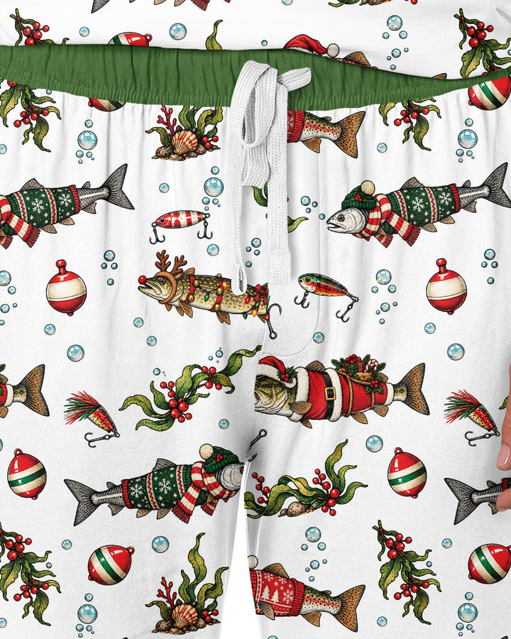 Christmas Trout Fishing Bamboo Men's Pajama Set