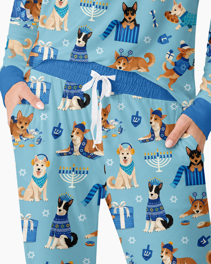 Hannukkah Protected by A Canaan Dog Bamboo Women Pajama Set