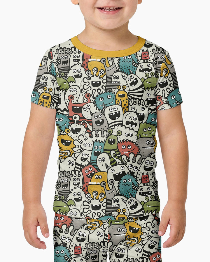 Monsters And Friends Bamboo Two Piece Short Sleeve Pajama Set
