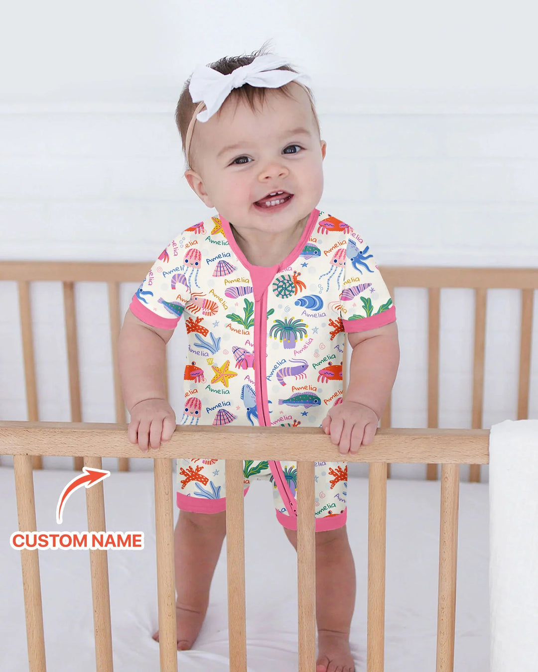 Tide Pool Pals Custom Name Bamboo Shorty Zippy
