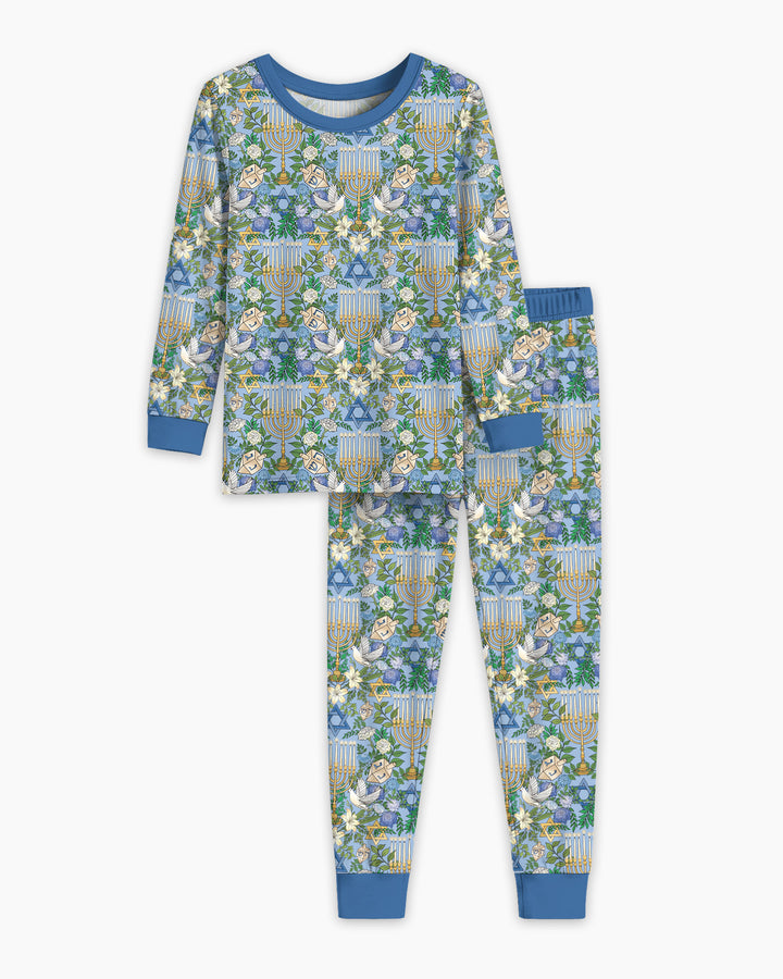 Hanukkah the Festival of Lights Mommy & Me Matching Bamboo Two Piece Long Sleeve Pajama Set