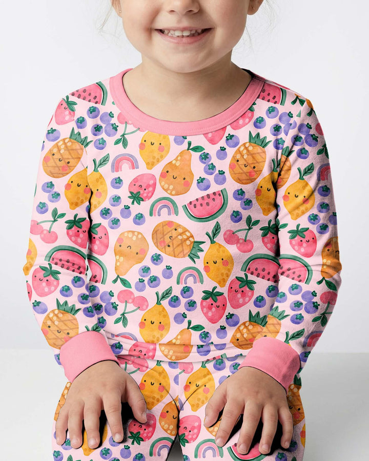 Zweiteiliges Langarm-Pyjama-Set mit Sommerfrüchten