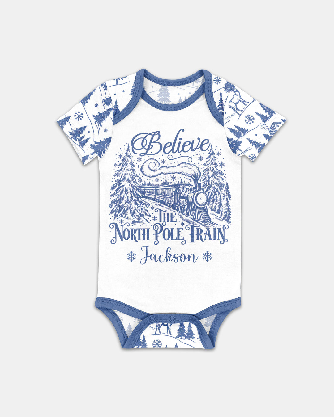Custom Name North Pole Train Bamboo Bodysuit