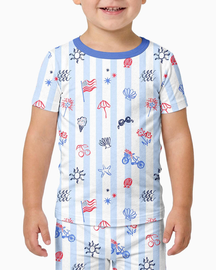 Zweiteiliges, kurzärmliges Pyjama-Set mit Marienkäfern