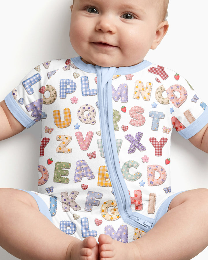 Fabric Alphabet Letters Bamboo Shorty Zippy