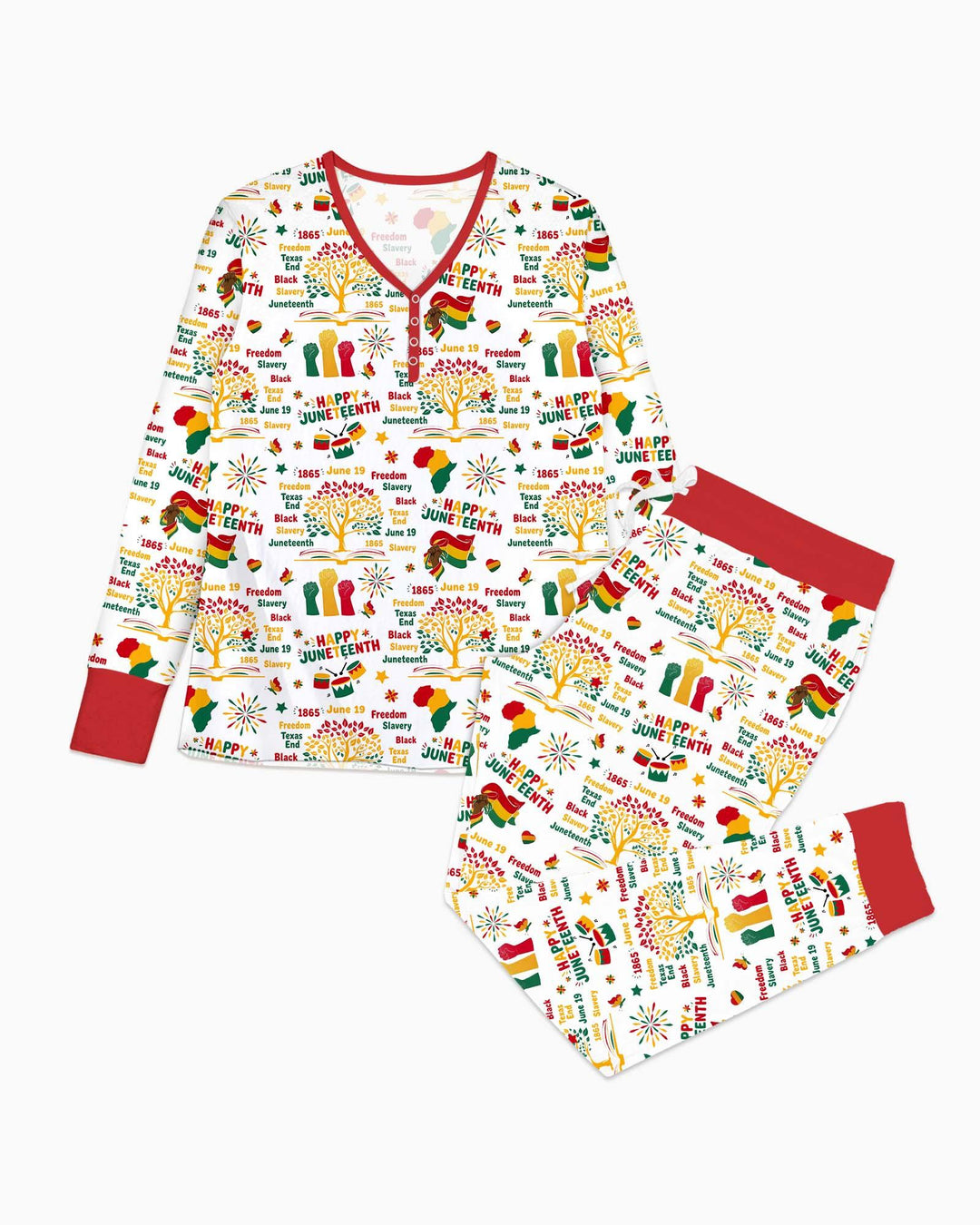 Fröhlicher Juneteenth Pyjama-Set für Damen aus Bambus
