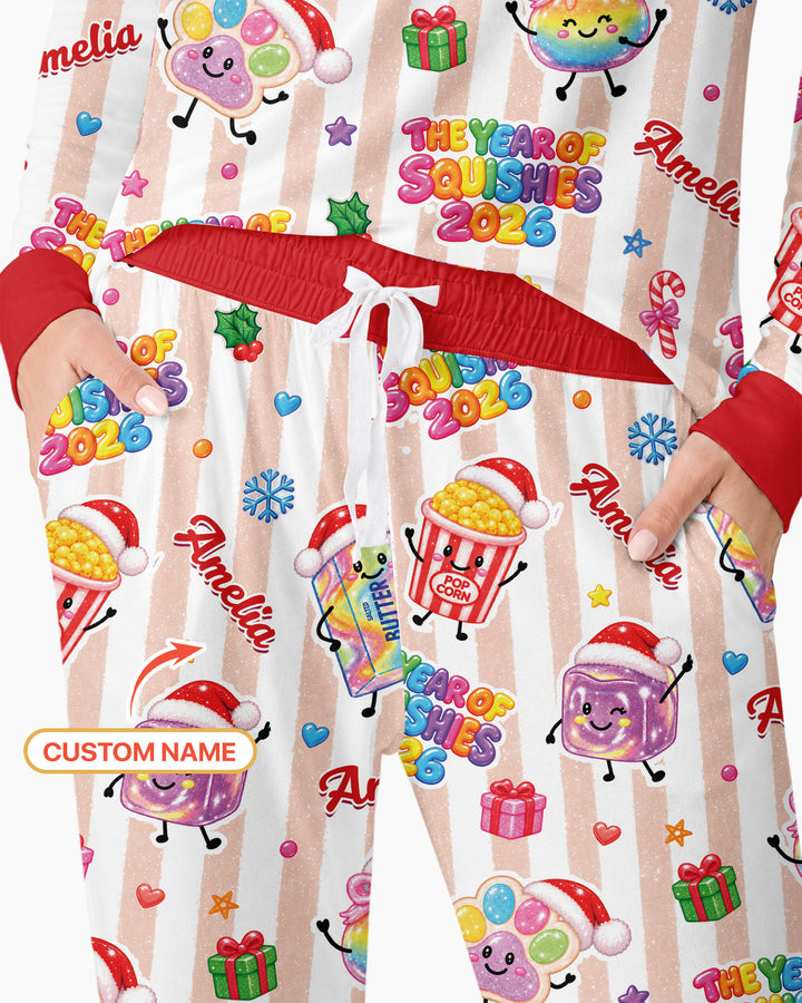 Custom Name The Year of Squishies 2026 Bamboo Women Pajama Set