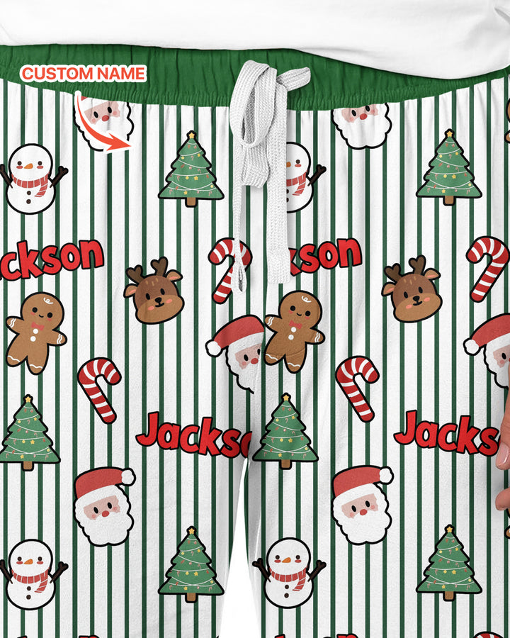 Custom Name Funny Christmas Crossing Bamboo Men's Pajama Set