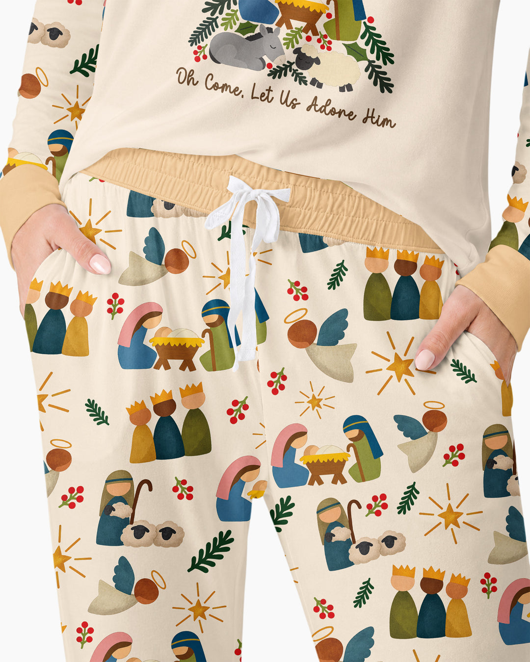 Oh Come, Let Us Adore Him Family Matching Bamboo Women Pajama Set