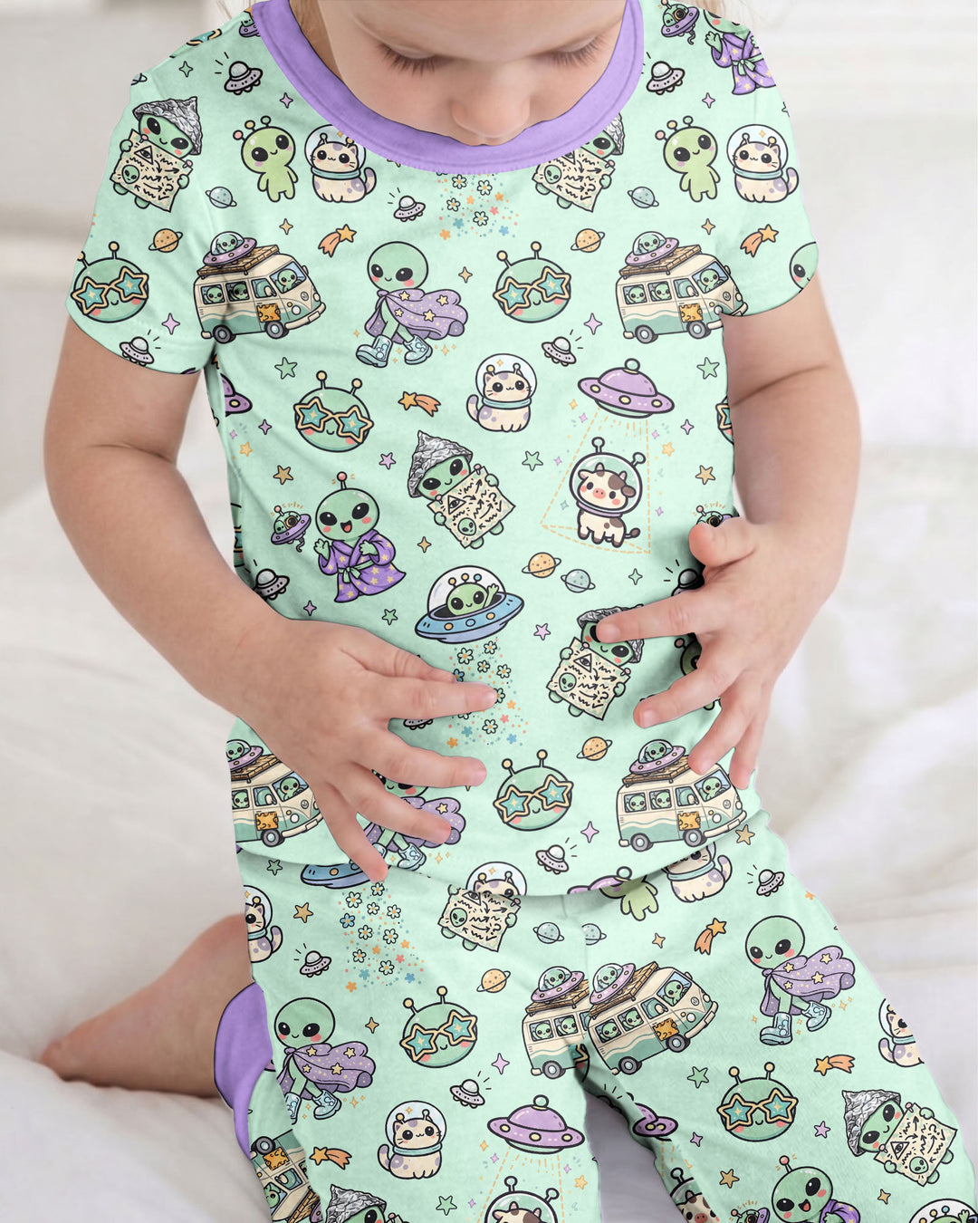 Zweiteiliges, kurzärmliges Pyjama-Set mit Marienkäfern