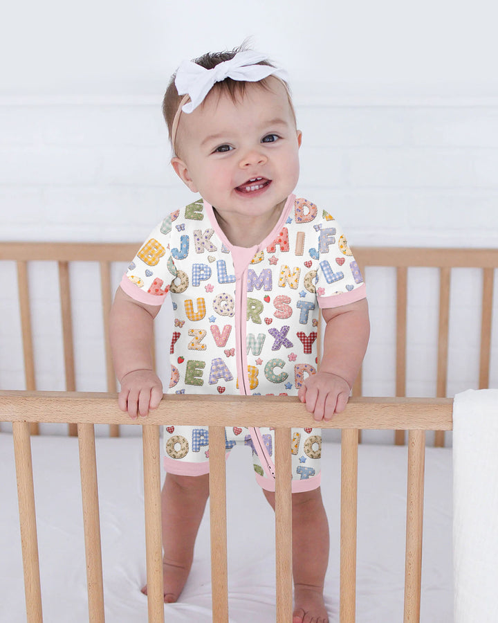 Fabric Alphabet Letters Bamboo Shorty Zippy