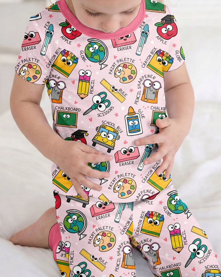 Happy School Pals Two Piece Short Sleeve Pajama Set