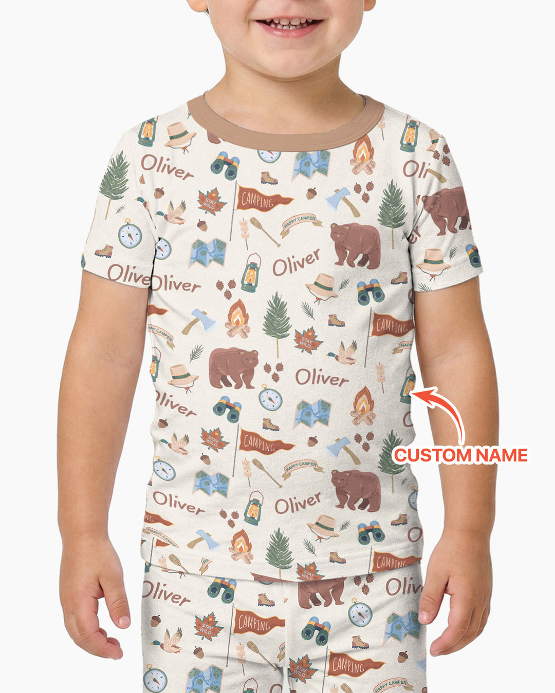 Custom Name Adventure Outdoors Bamboo Two Piece Short Sleeve Pajama Set