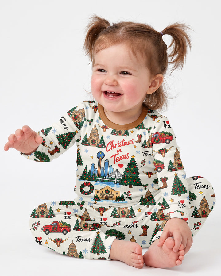 Christmas In Texas Bamboo Two Piece Long Sleeve Pajama Set