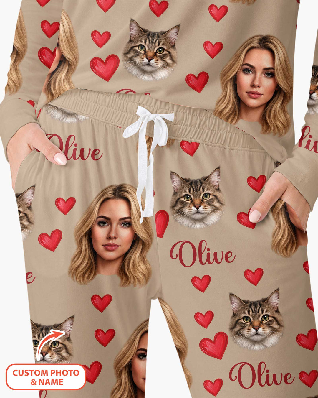 Custom Face Family Matching Bamboo Women Pajama Set