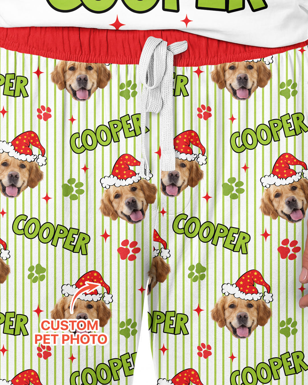 Personalized Pink Santa Dog Bamboo Men's Pajama Set