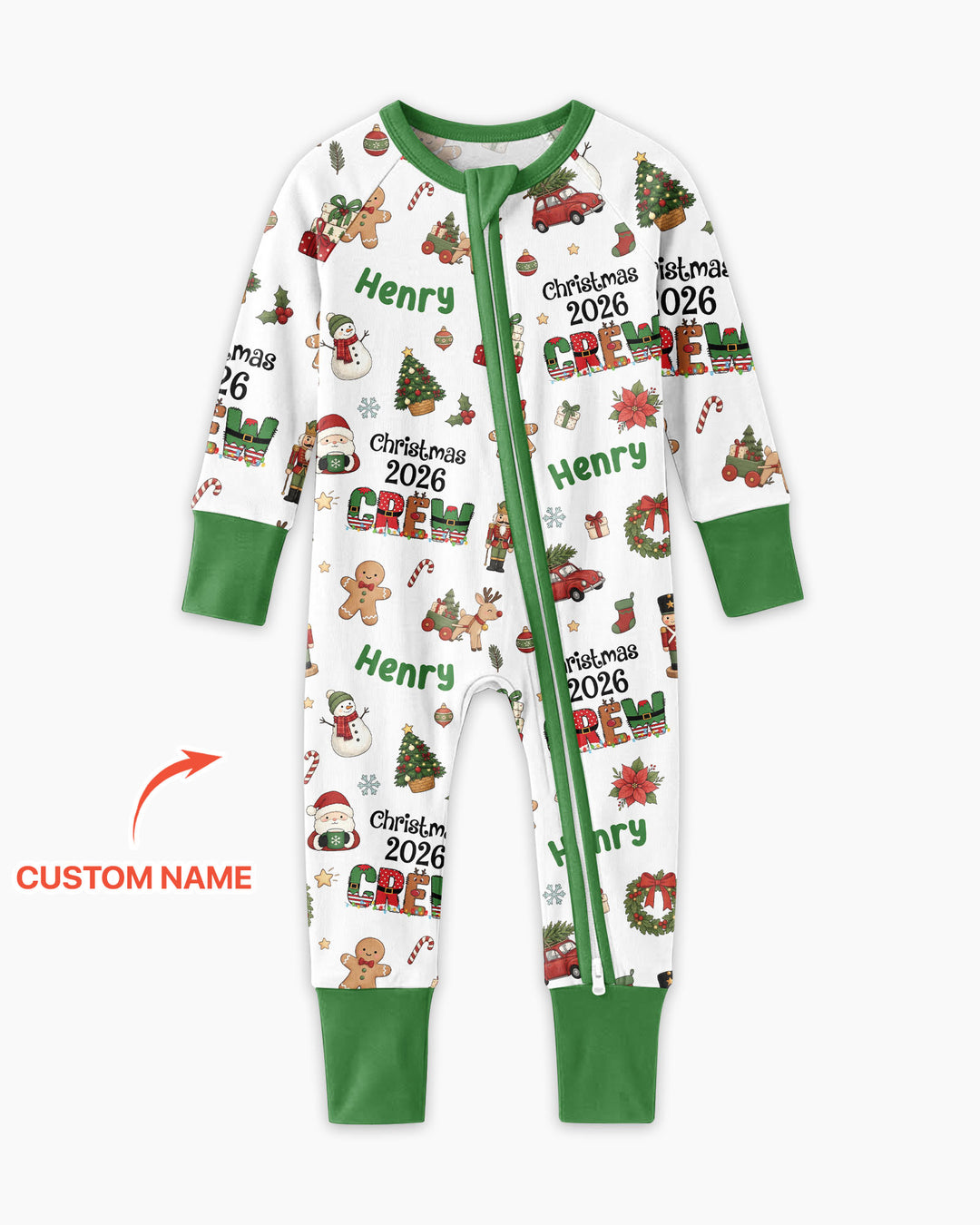 Custom Name Christmas 2026 Crew Bamboo Convertible Zippy