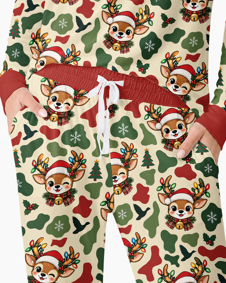 Christmas Deer Hunting Camo Bamboo Women Pajama Set