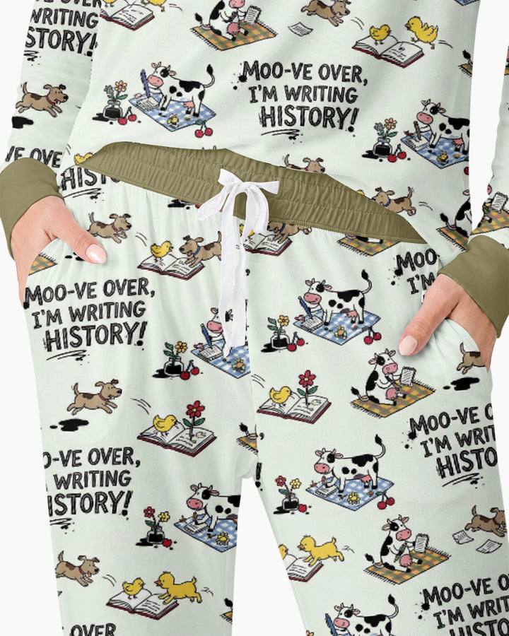 Writing Moo History Bamboo Women Pajama Set