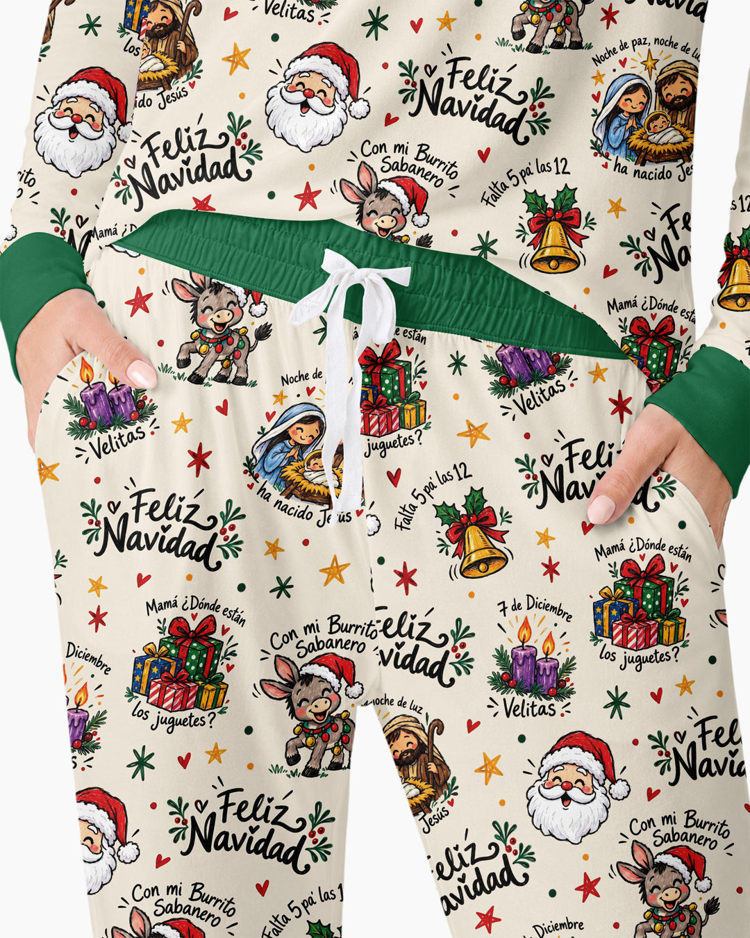 Whimsical Feliz Navidad Christmas Bamboo Women Pajama Set
