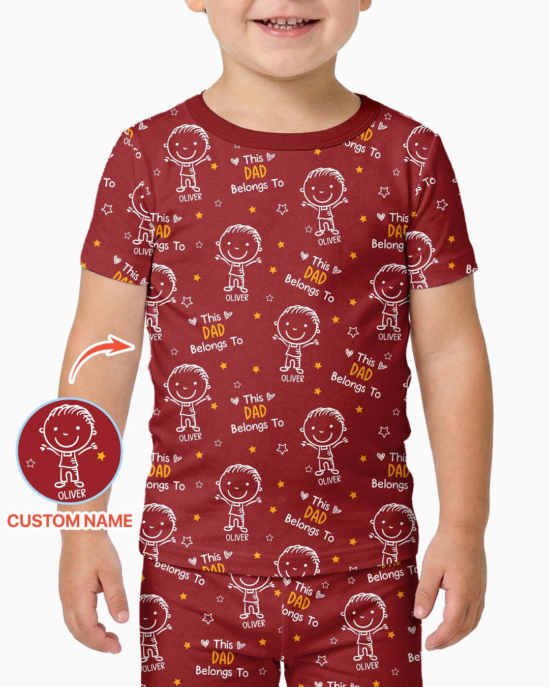 Custom Name This Dad Belongs To Doodle Bamboo Two Piece Short Sleeve Pajama Set