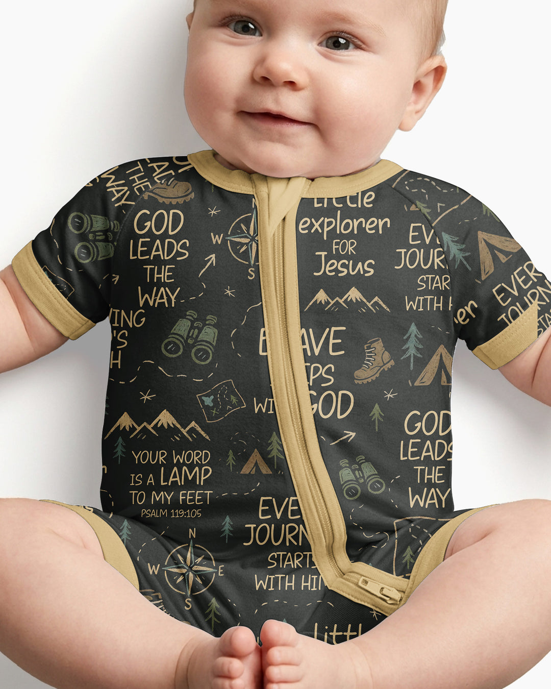 Little Explorer God Leads The Way Bamboo Shorty Zippy