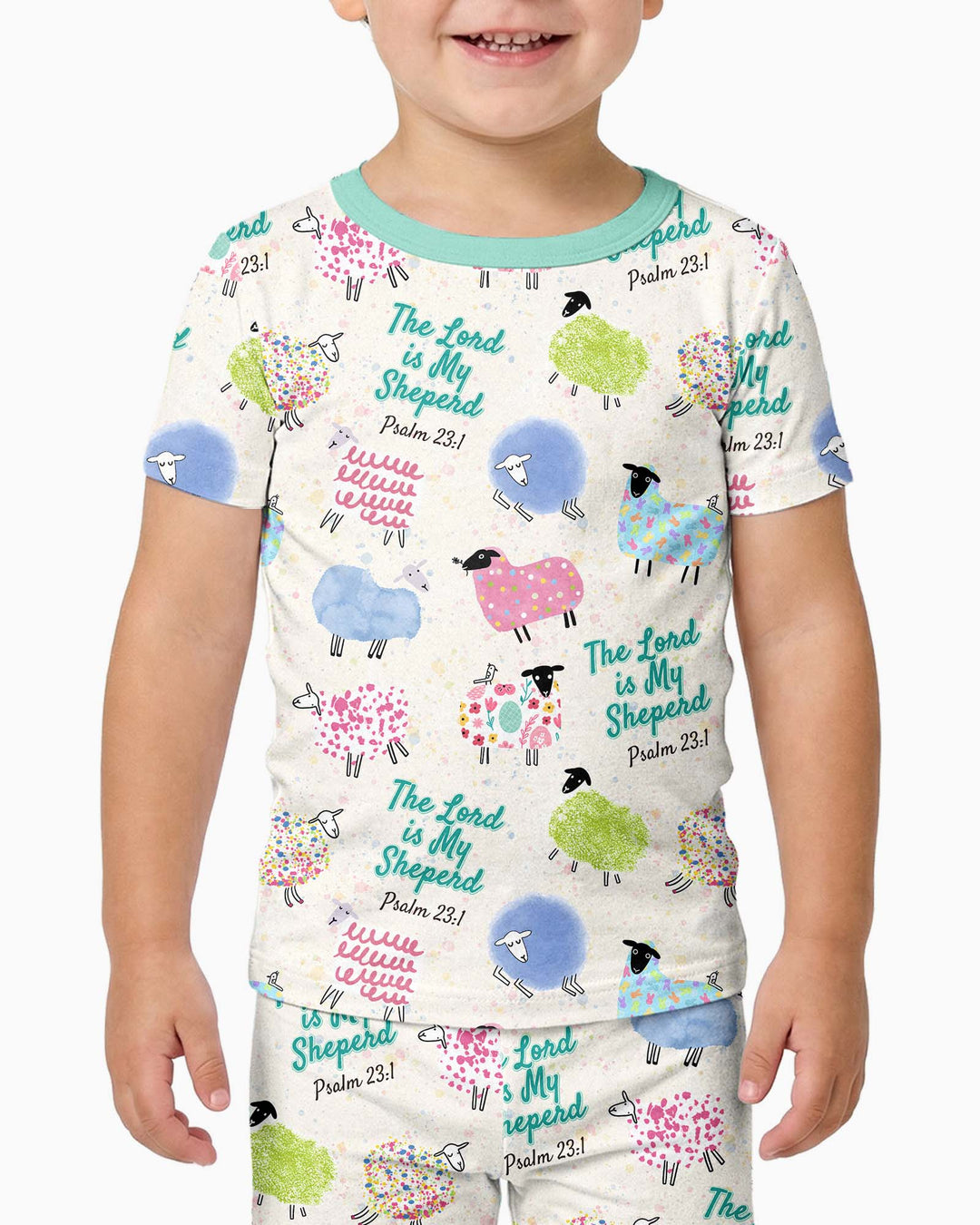 The Lord Is My Shepherd Psalm 23 Bamboo Two Piece Short Sleeve Pajama Set