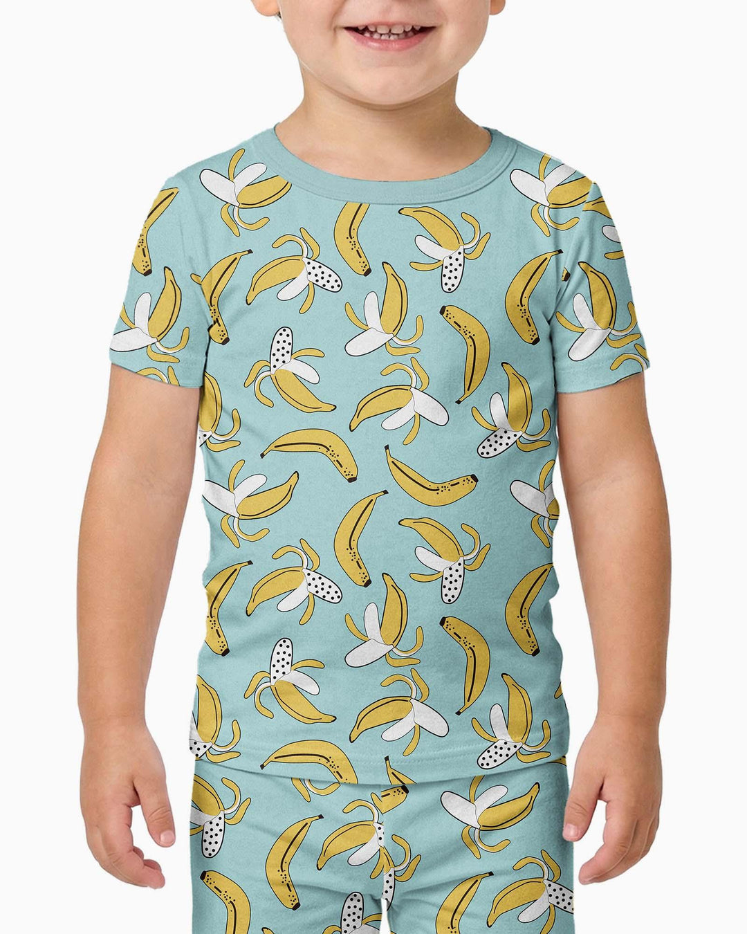 Schlafanzug-Set zweiteilig mit kurzen Ärmeln, Bananen Bambus
