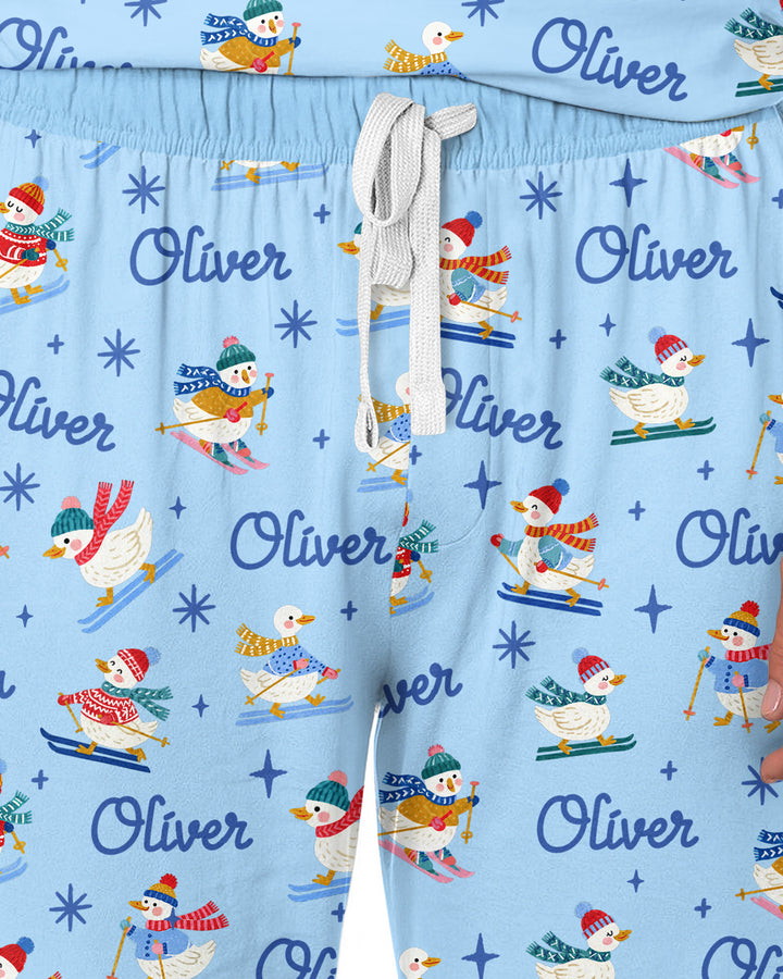 Custom Name Skiing Goose Bamboo Men's Pajama Set