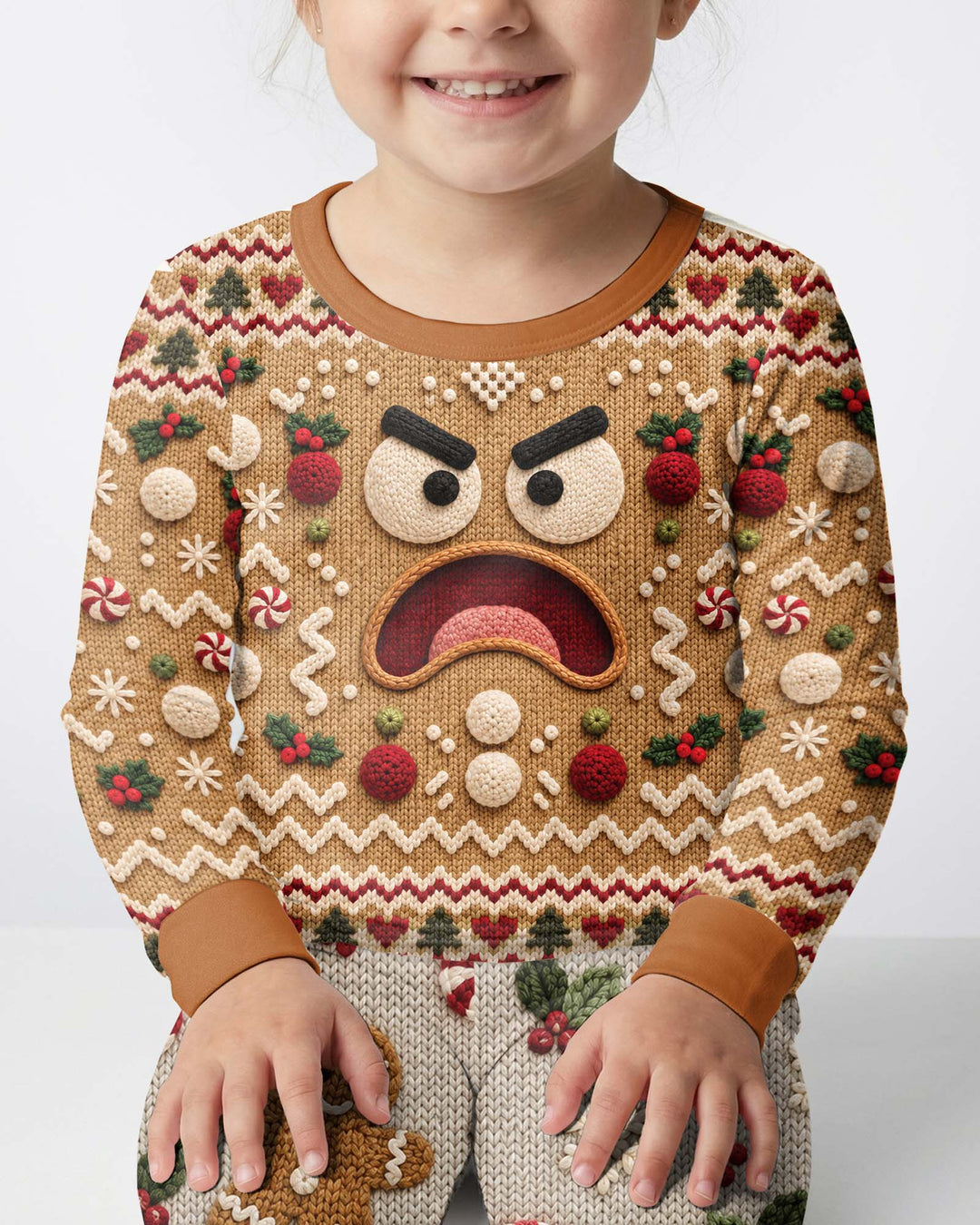 Grumpy Gingerbread Crew Bamboo Two Piece Long Sleeve Pajama Set