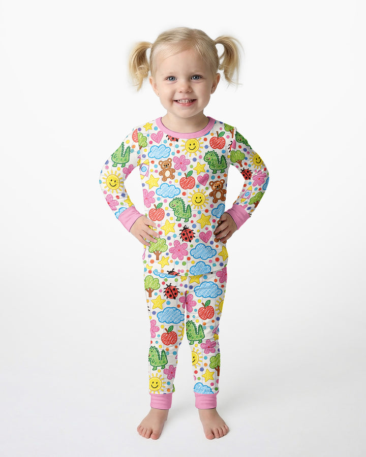 Baby Cute Draw Bamboo Two Piece Long Sleeve Pajama Set