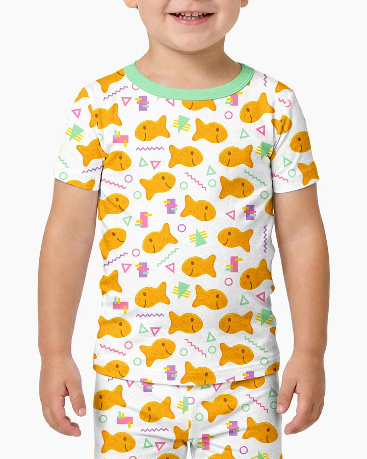 Cheesy Fishies Family Matching Bamboo Two Piece Short Sleeve Pajama Set