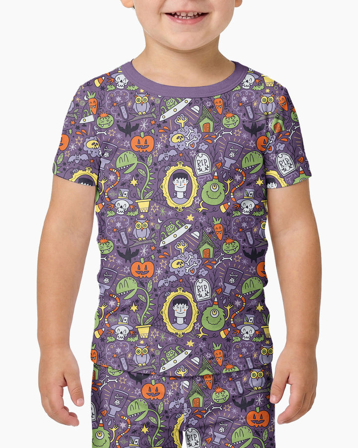 Halloween Monster Fun Bamboo Two Piece Short Sleeve Pajama Set