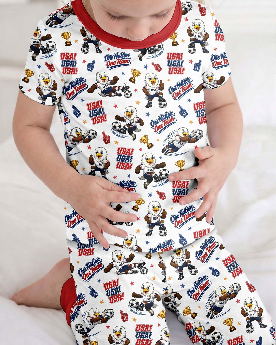 Soccer One Nation One Team Bamboo Two Piece Short Sleeve Pajama Set