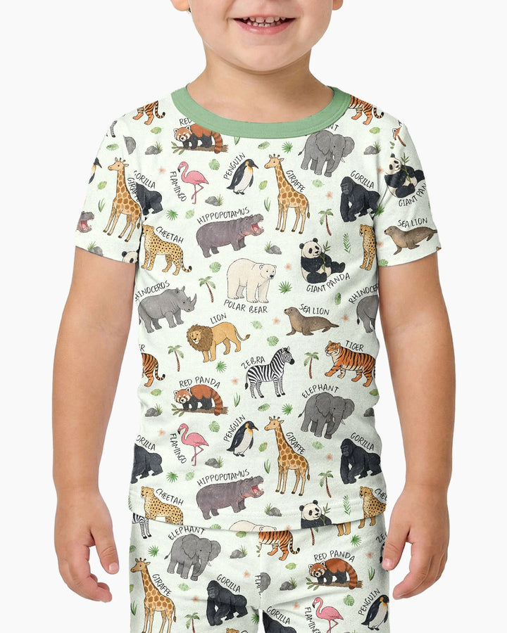 Safari Animals Bamboo Two Piece Short Sleeve Pajama Set