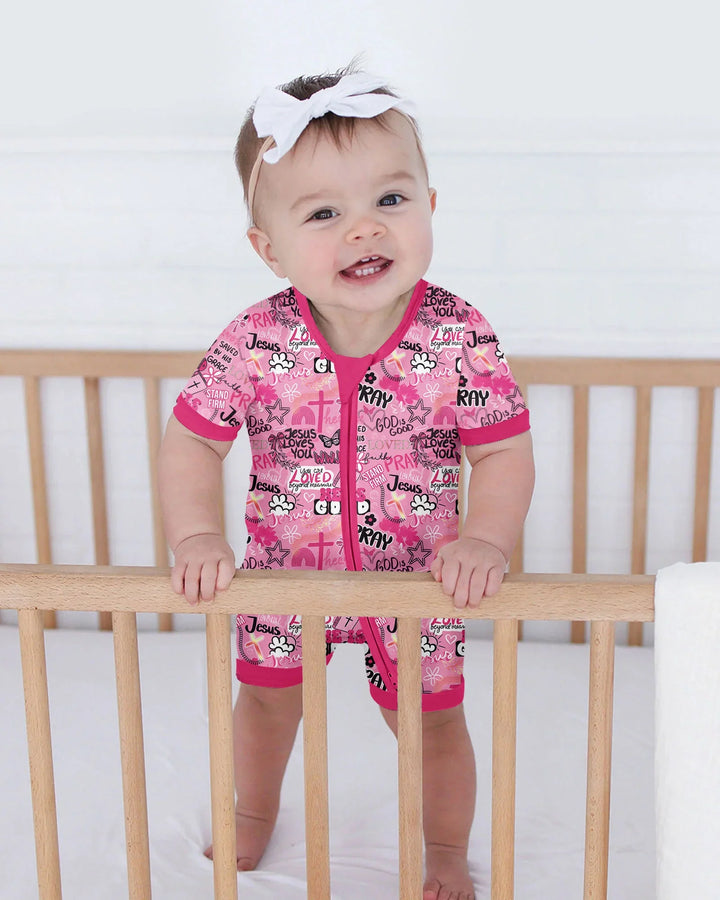 Pink Faith & Grace Bamboo Shorty Zippy