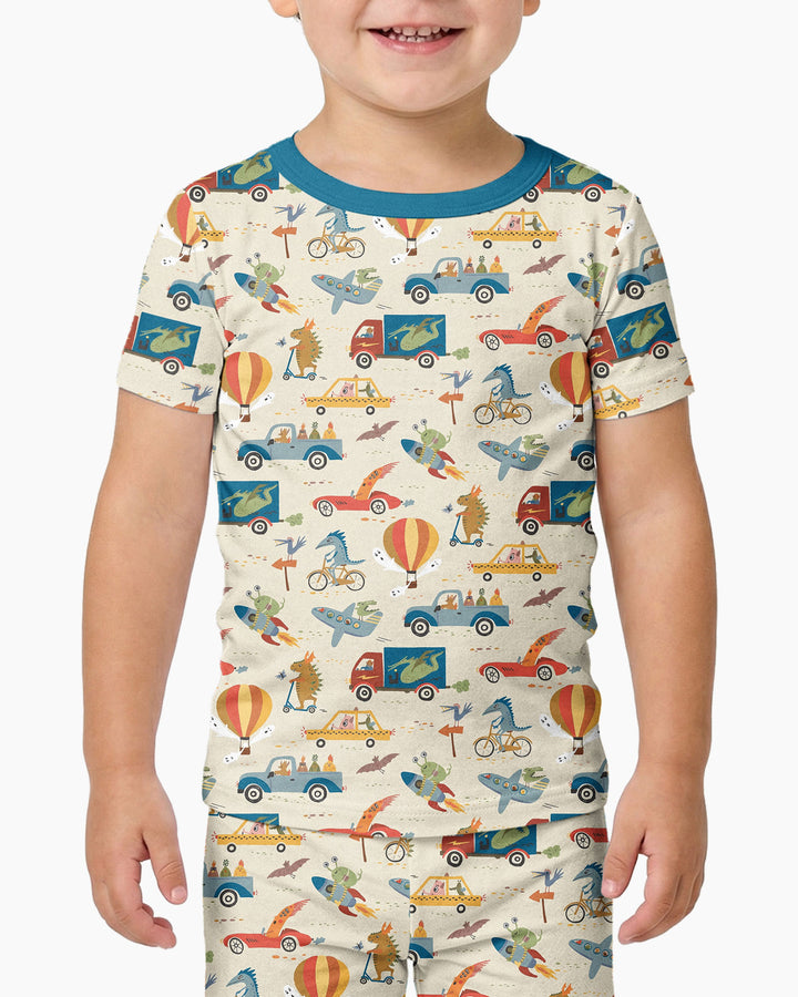 Monsters on the Move Bamboo Two Piece Short Sleeve Pajama Set