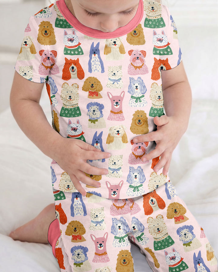Puppy Portrait Bamboo Two Piece Short Sleeve Pajama Set
