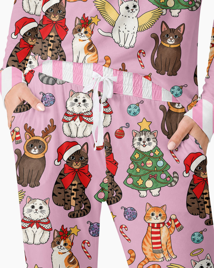 Christmas Kitty Wonderland Bamboo Women Pajama Set