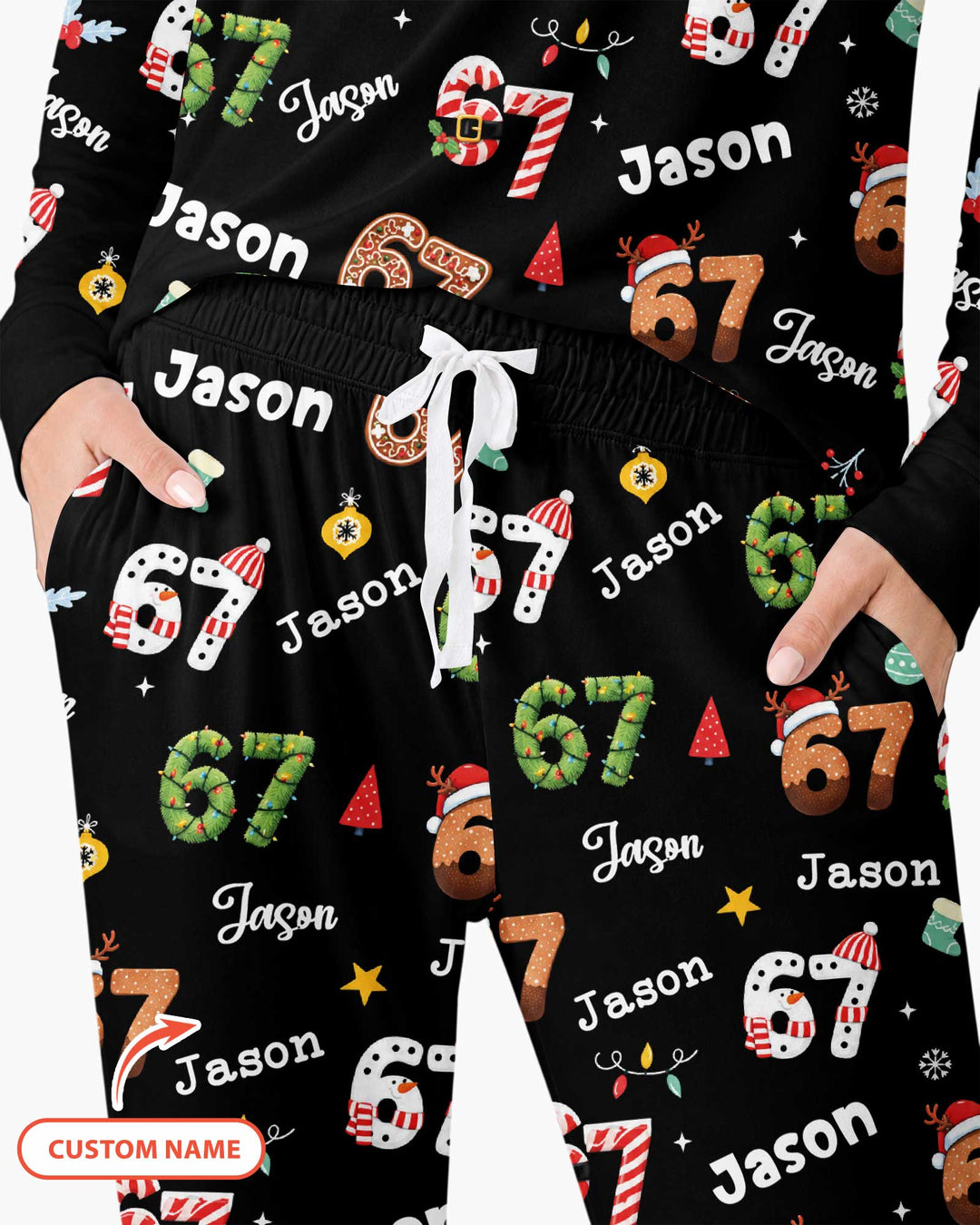 Custom '6 7' Six Seven Christmas Slang Meme Bamboo Women Pajama Set