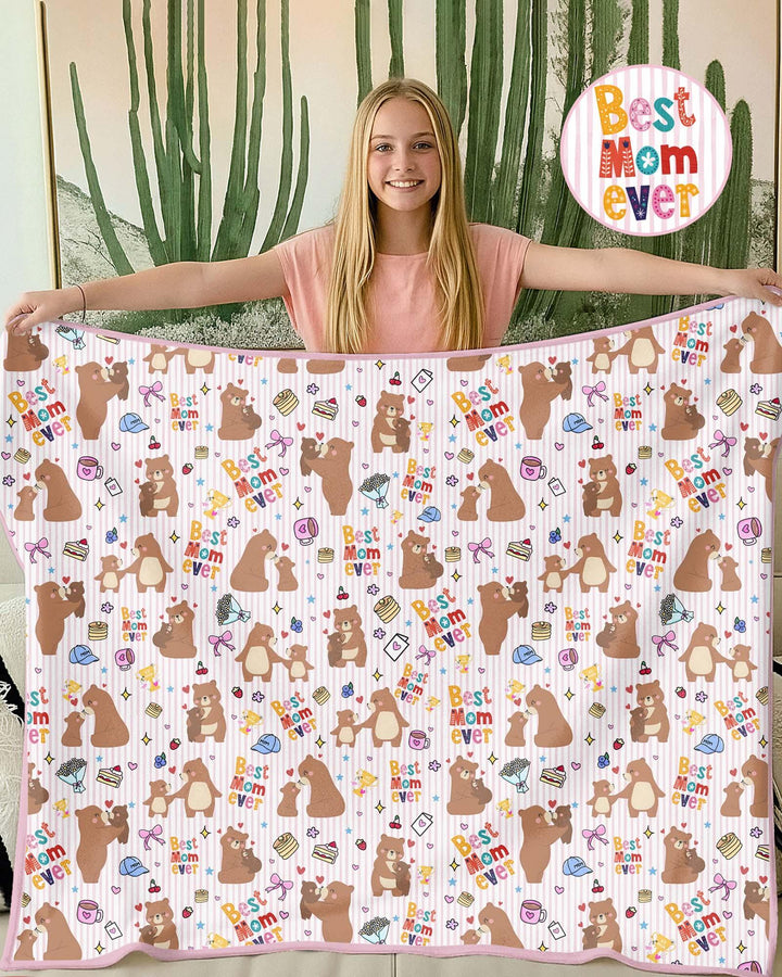 Best Mama Bear Ever Family Matching Bamboo Blanket