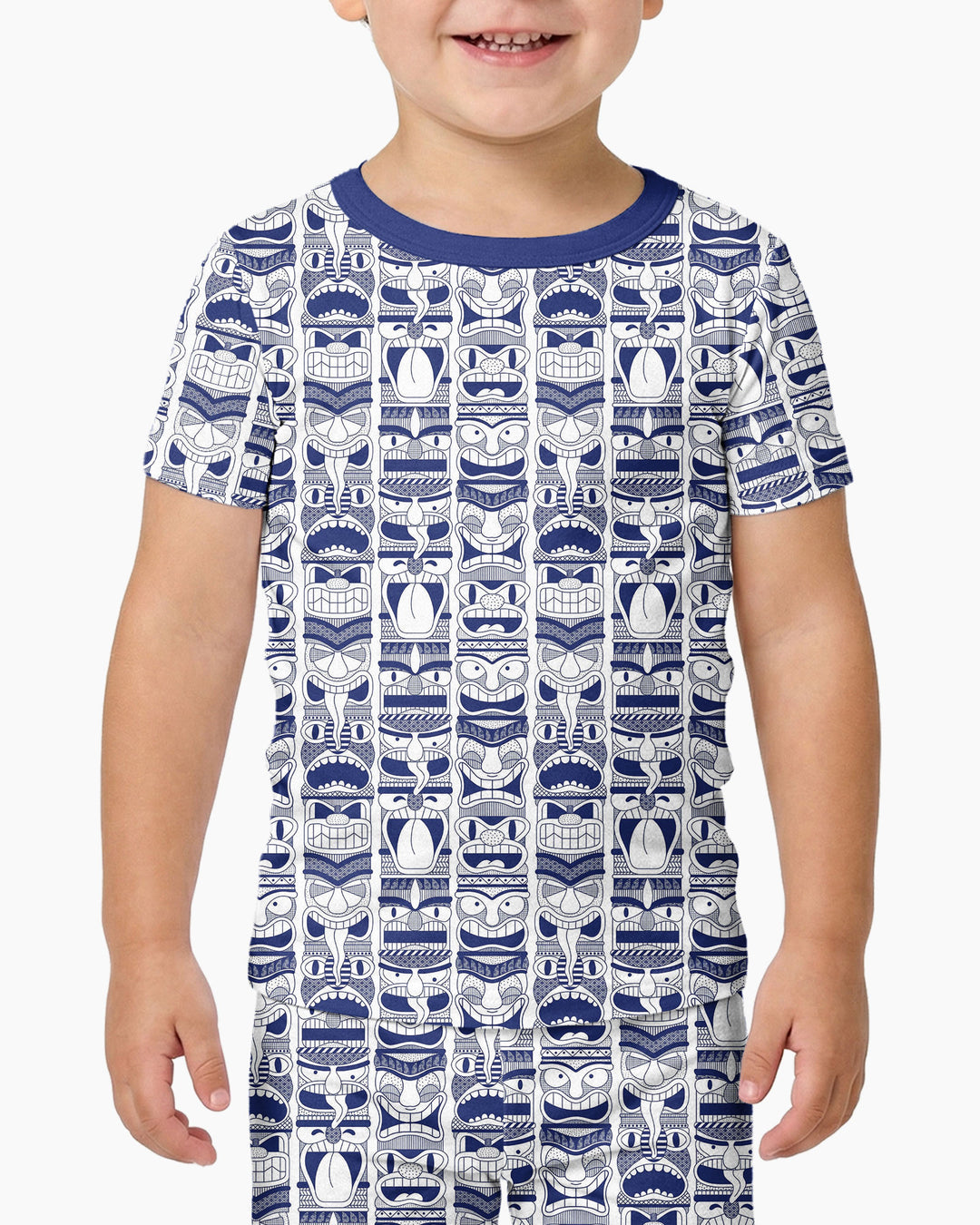 Friendly Totem Pole Figures Bamboo Two Piece Short Sleeve Pajama Set